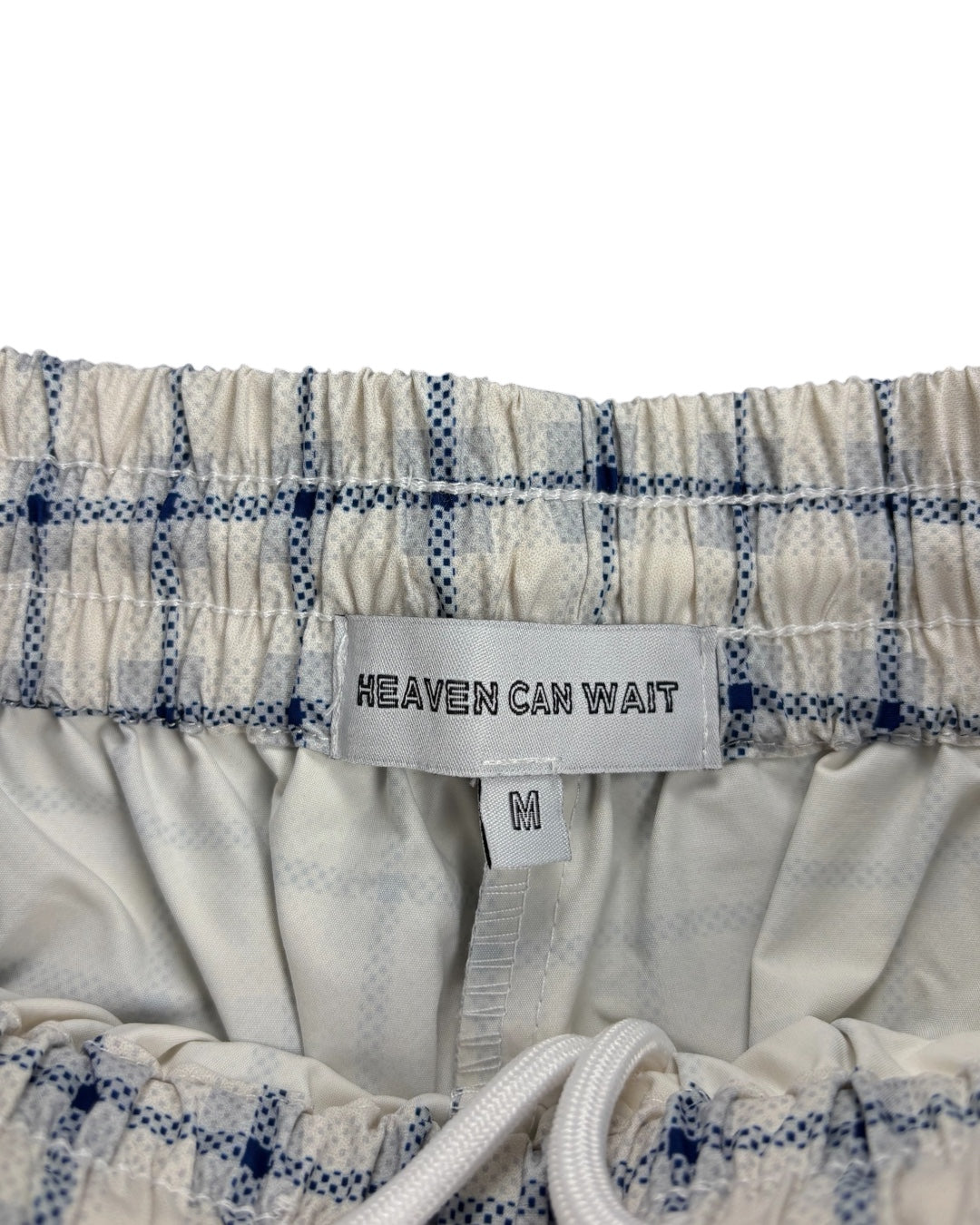 HCW Nylon Plaid White & Blue Shorts (Medium)