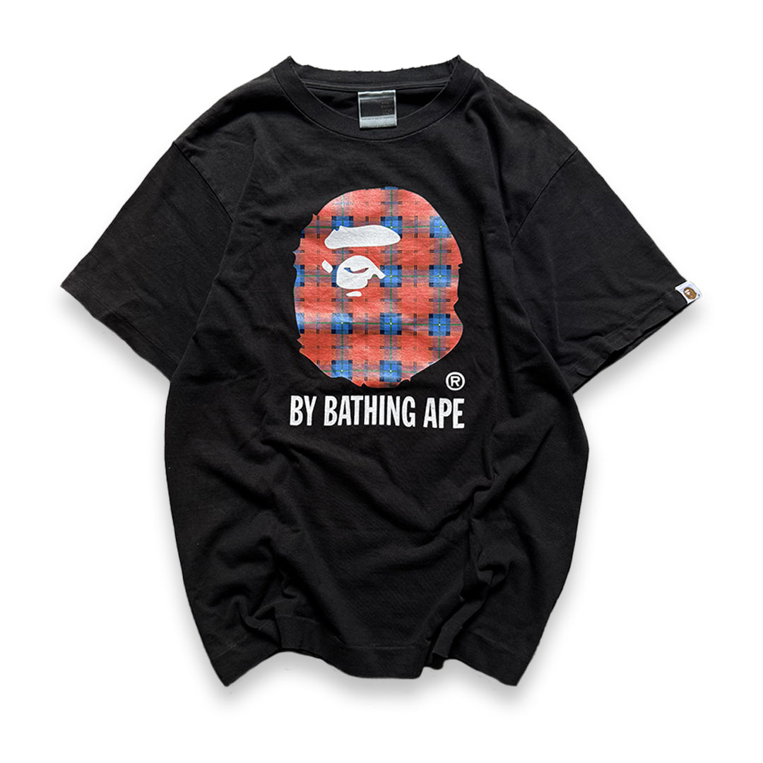 BAPE T-Shirt Big Tartan Head Logo Vintage (Medium)