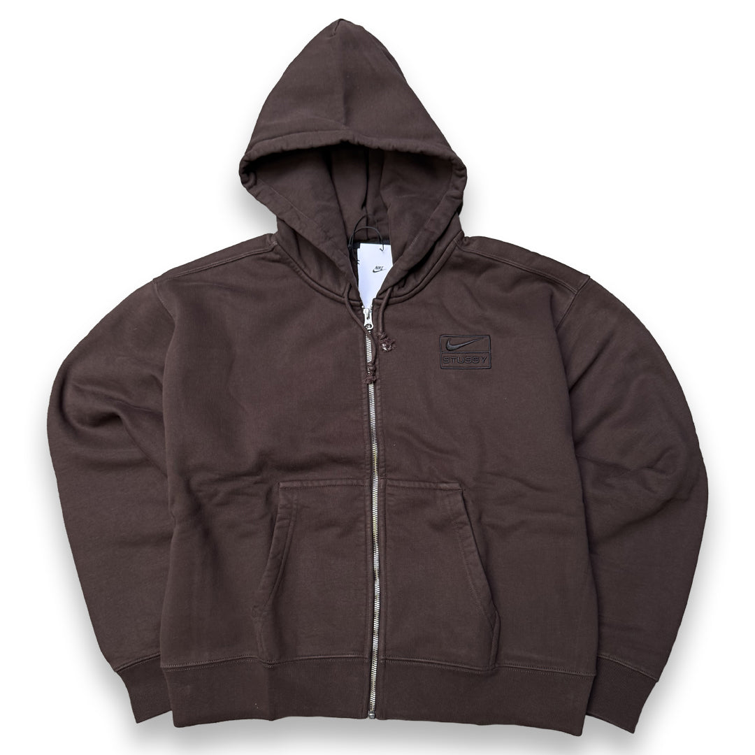 Nike Stussy Washed Brown Zip Hoodie (Small / Medium)