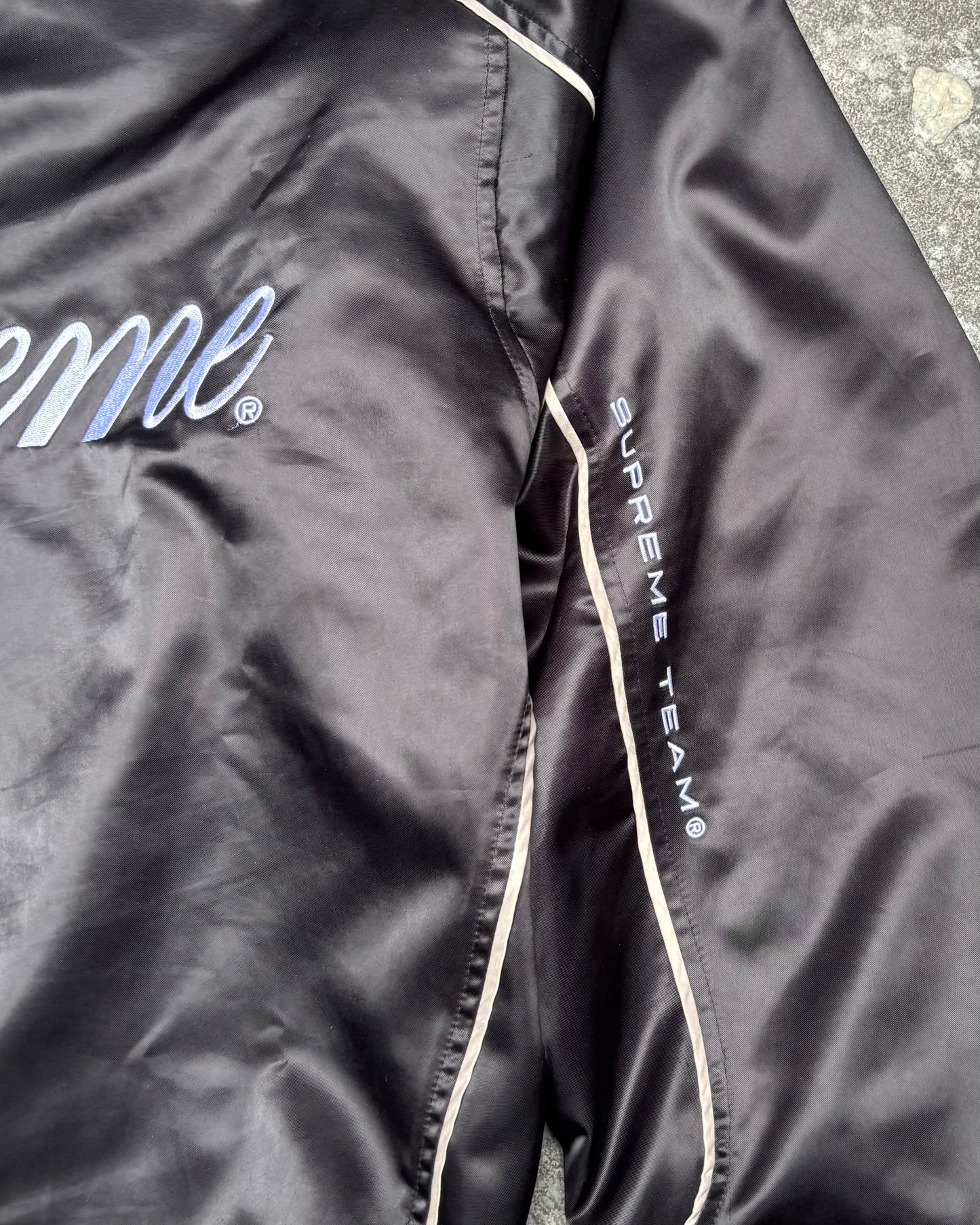 Supreme Satin Hooded Track Jacket Black (Medium)