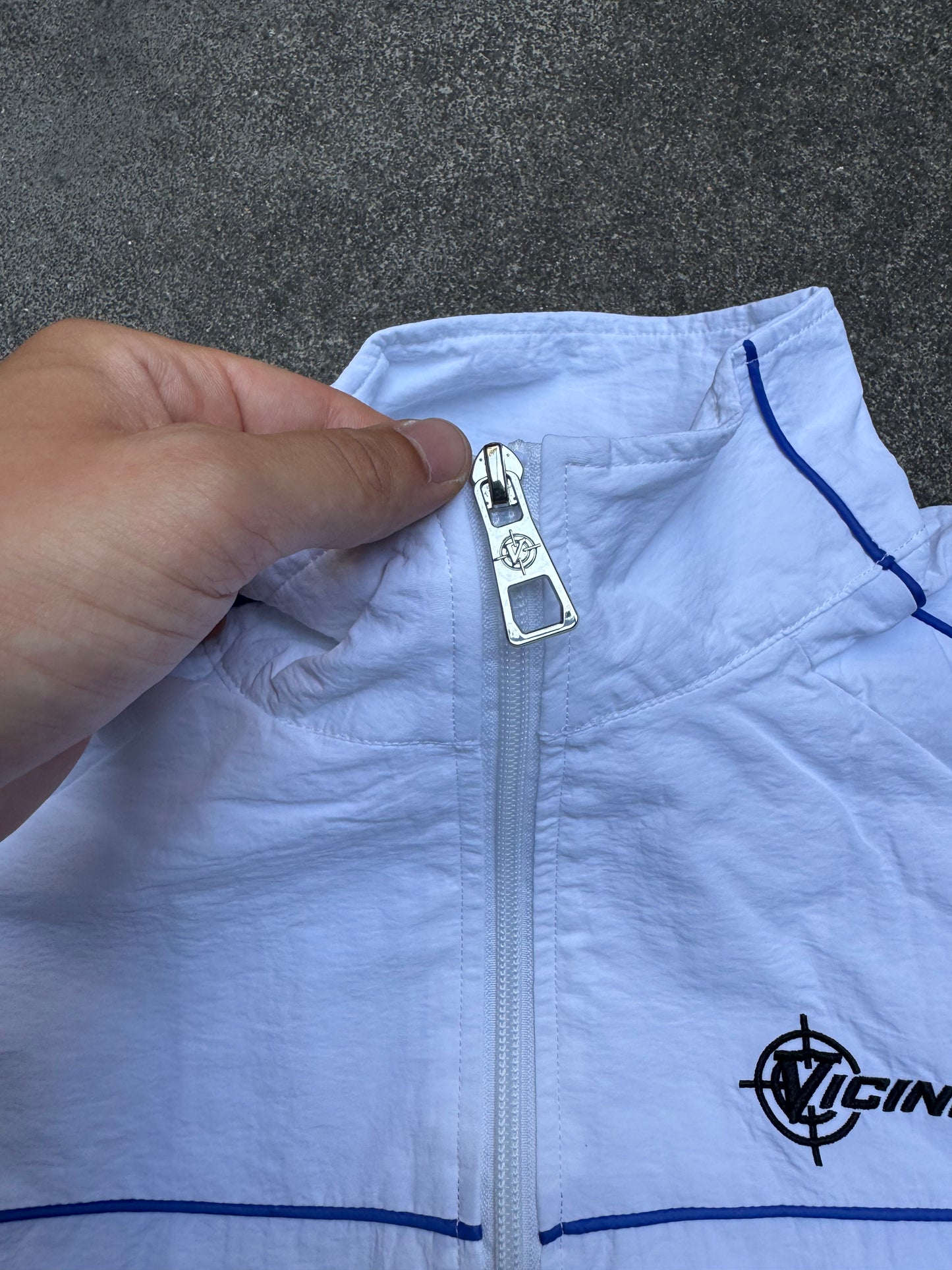 Vicinity Track Jacket White and Blue (Medium)