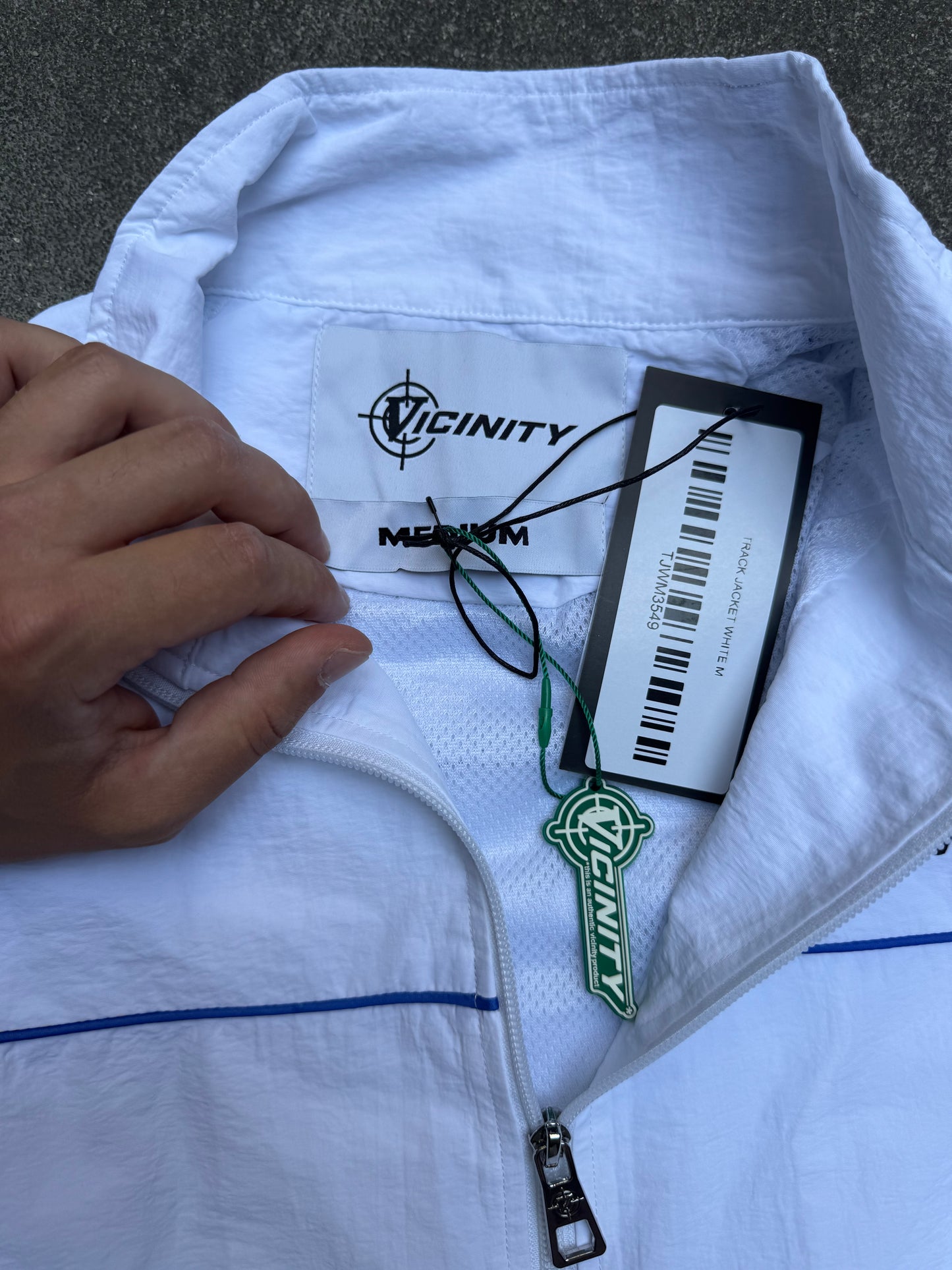 Vicinity Track Jacket White and Blue (Medium)