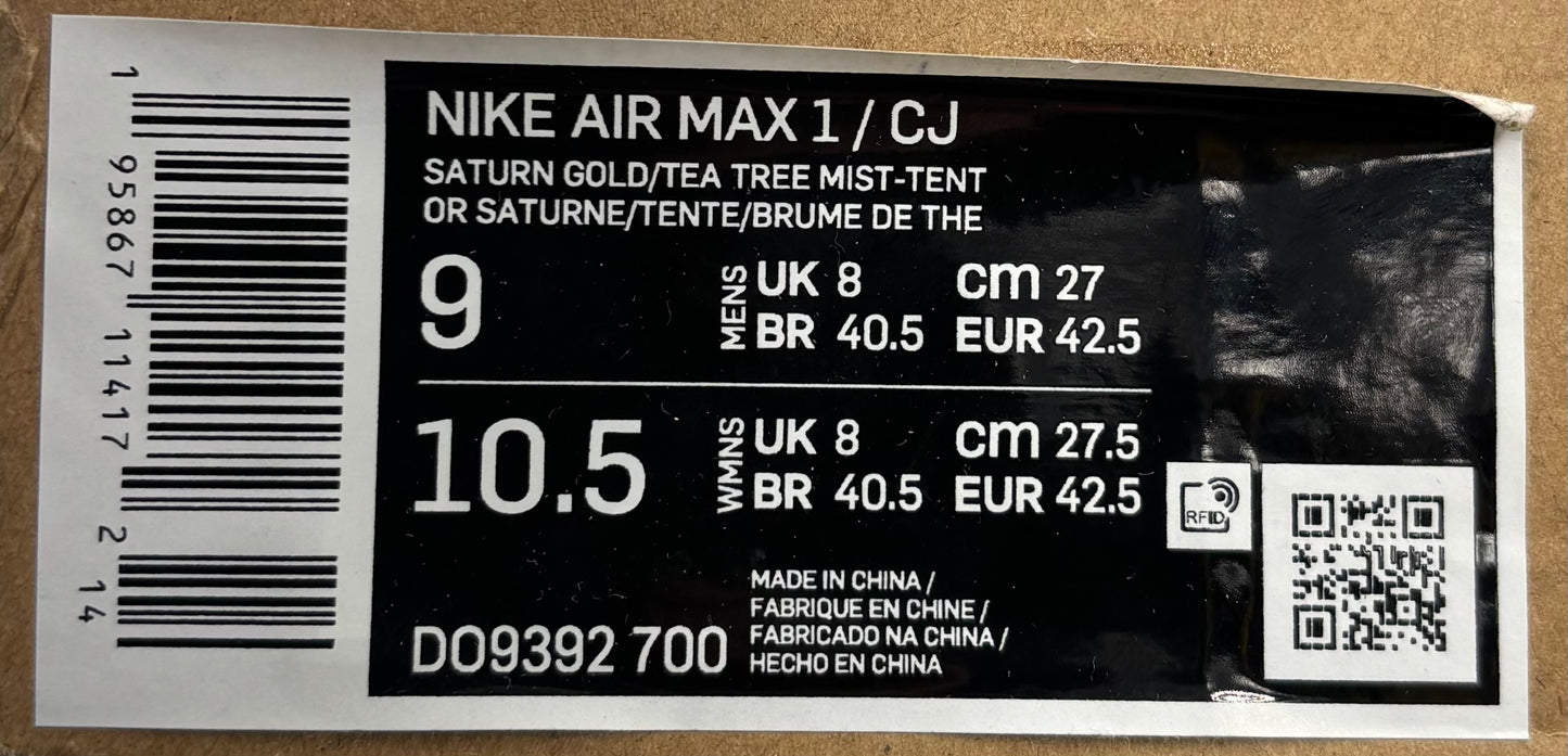 Nike Air Max 1 Cactus Jack Saturn Gold (42.5 EU / 8 UK)