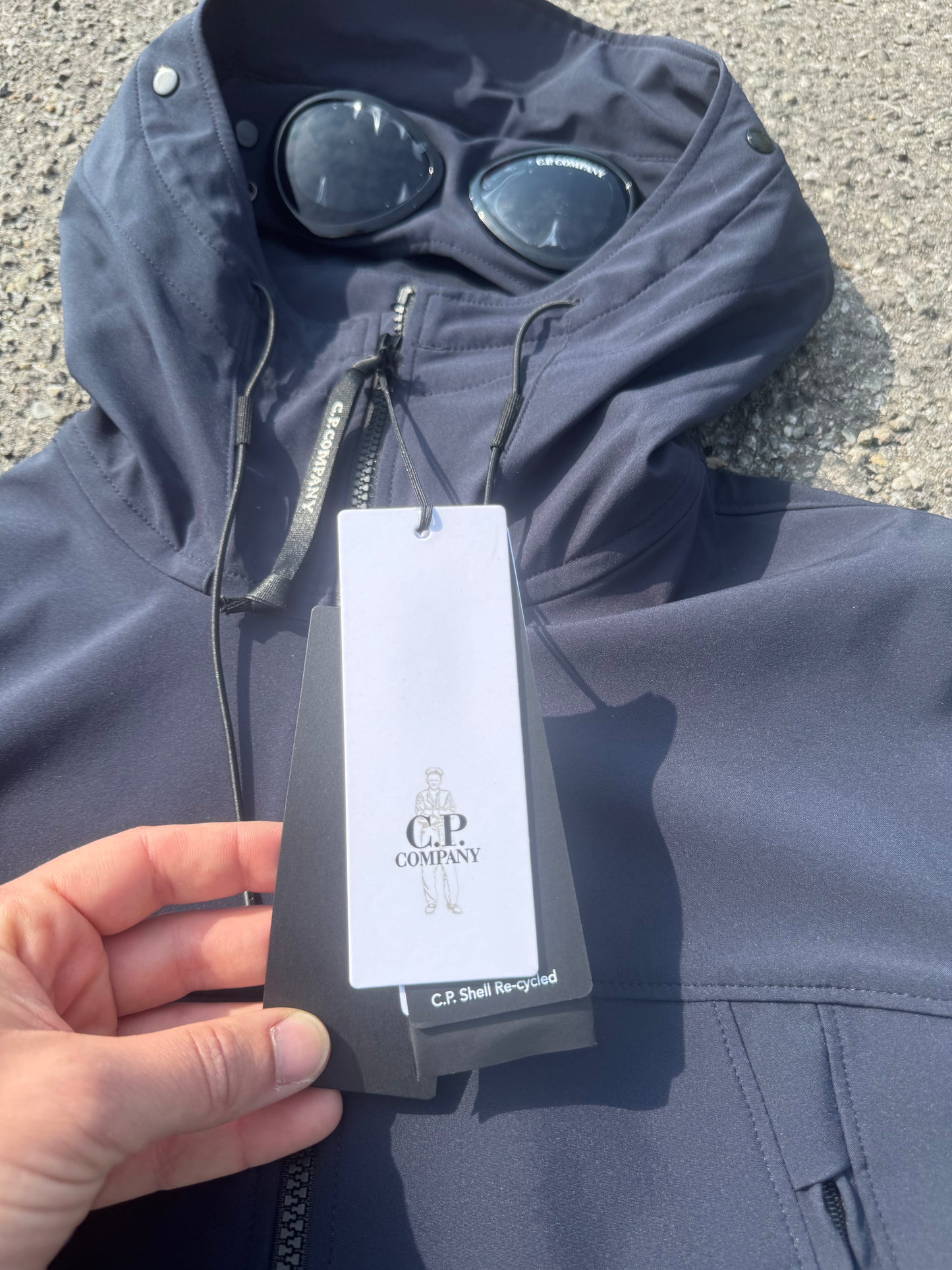 CP Company Blue Navy Shell-R Goggle Jacket (46)