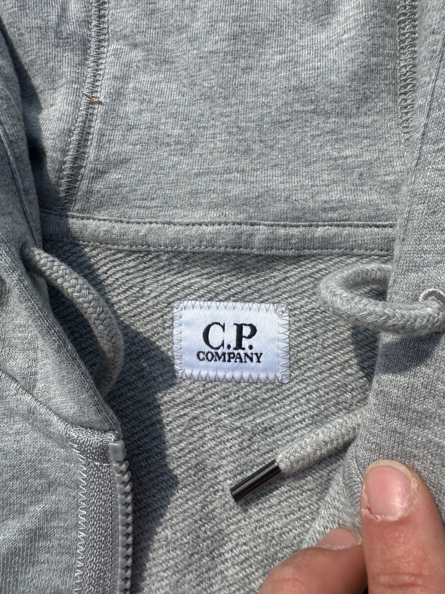 CP Company Light Fleece Grey Zip Hoodie (Medium)