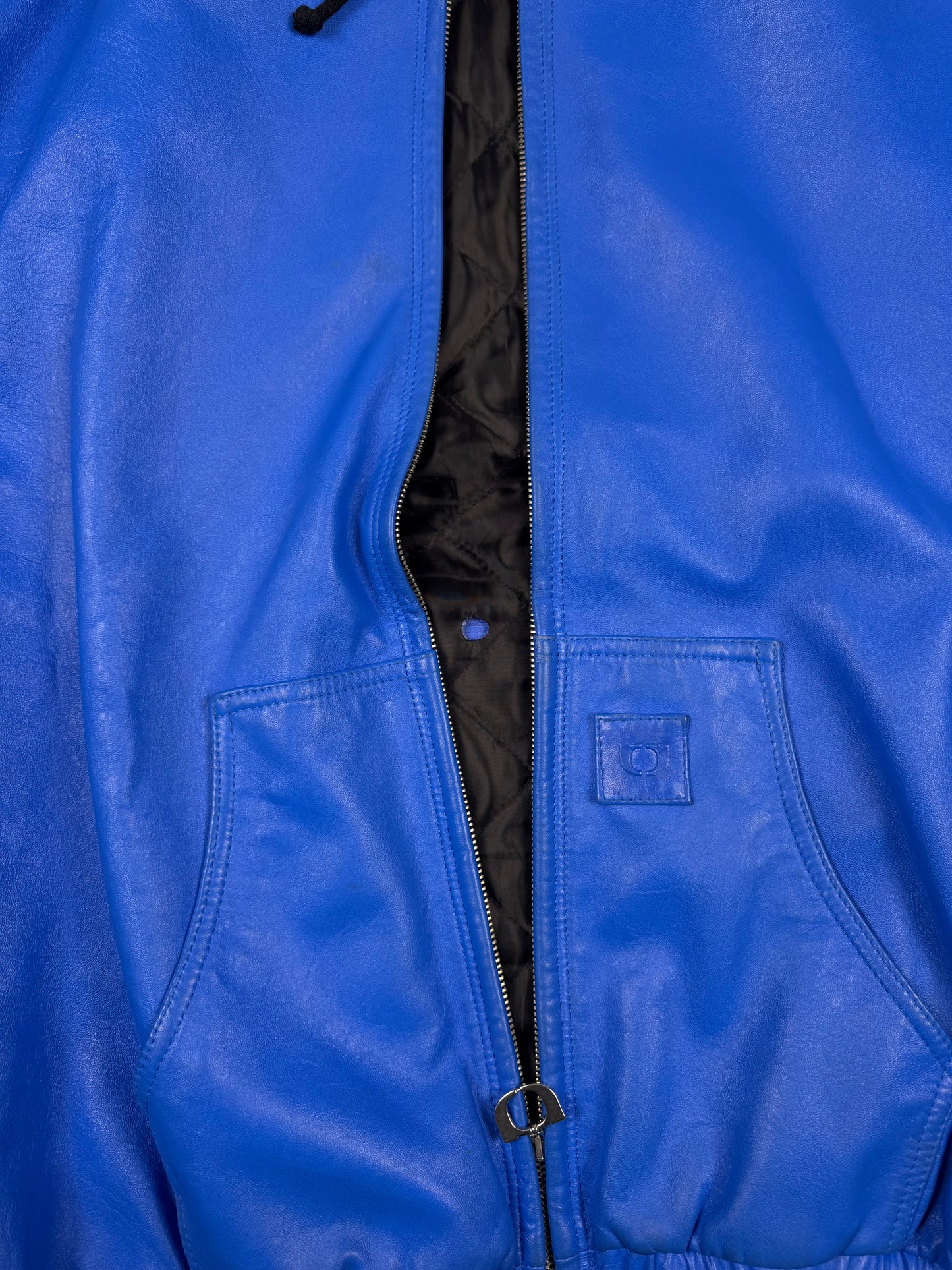 One Block Down Leather Active Jacket Blue (Large)