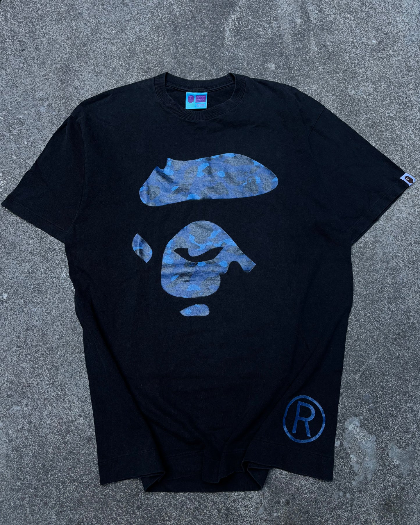 Bape Tee Blue Camo Logo (Large)