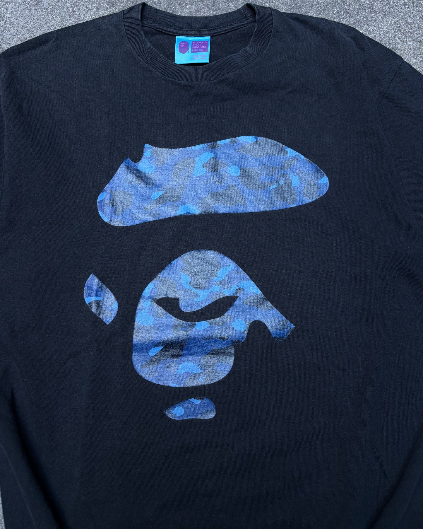 Bape Tee Blue Camo Logo (Large)