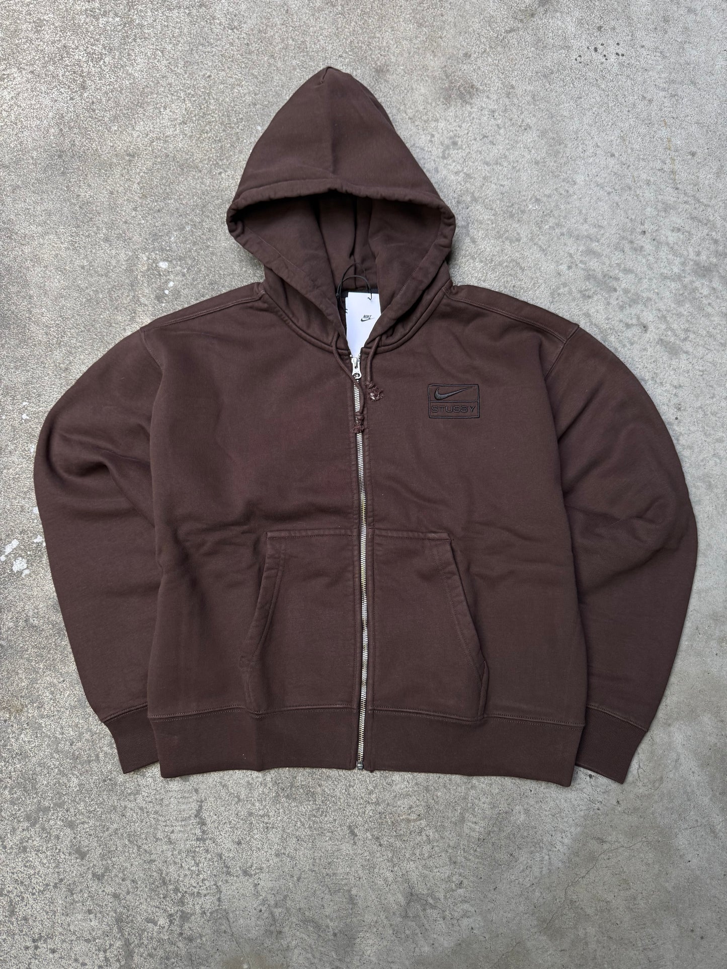 Nike Stussy Washed Brown Zip Hoodie (Small / Medium)