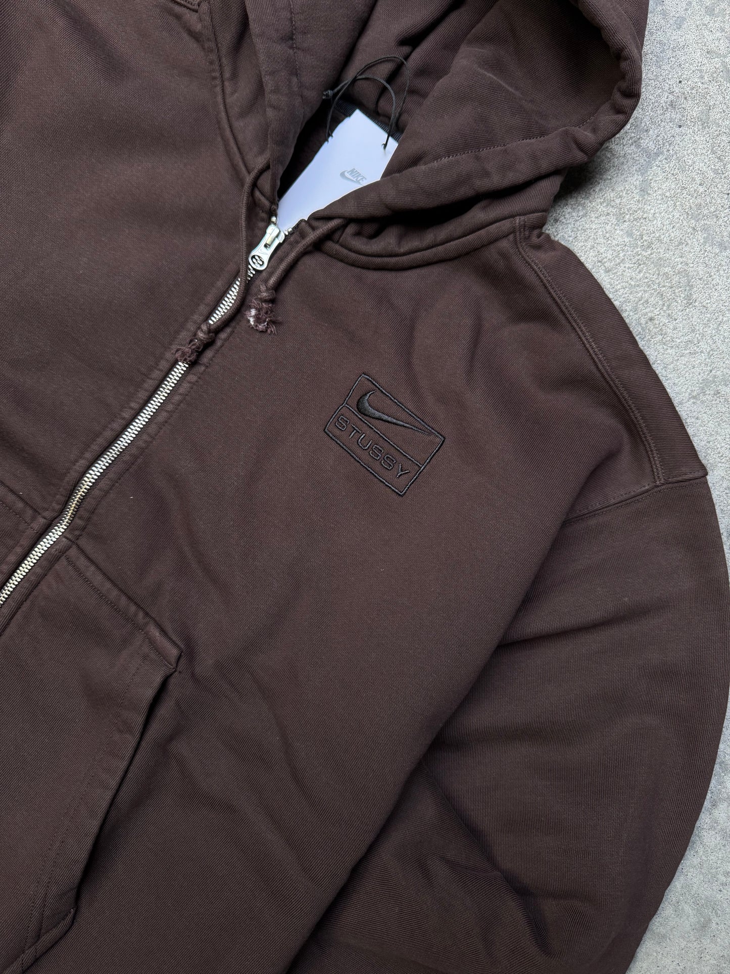 Nike Stussy Washed Brown Zip Hoodie (Small / Medium)