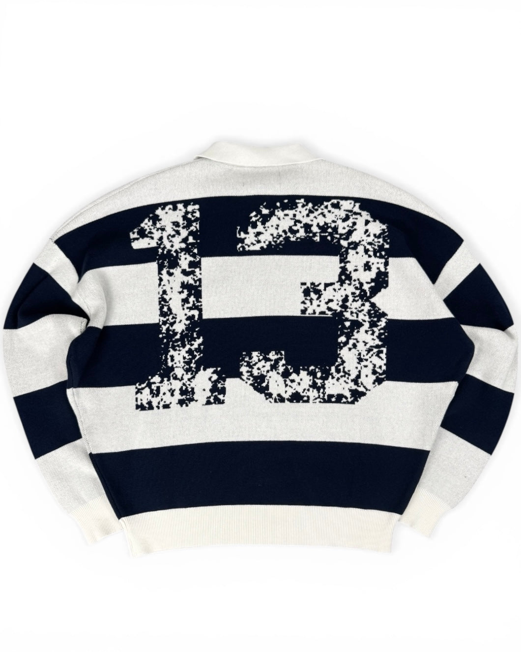 Dore Studios Boxy Striped Polo Blue Navy & White (Small)