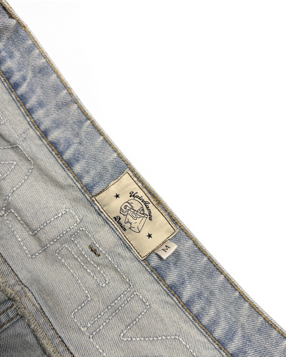 UIF Light Wash Yoke Logo Denim Jeans (Medium)