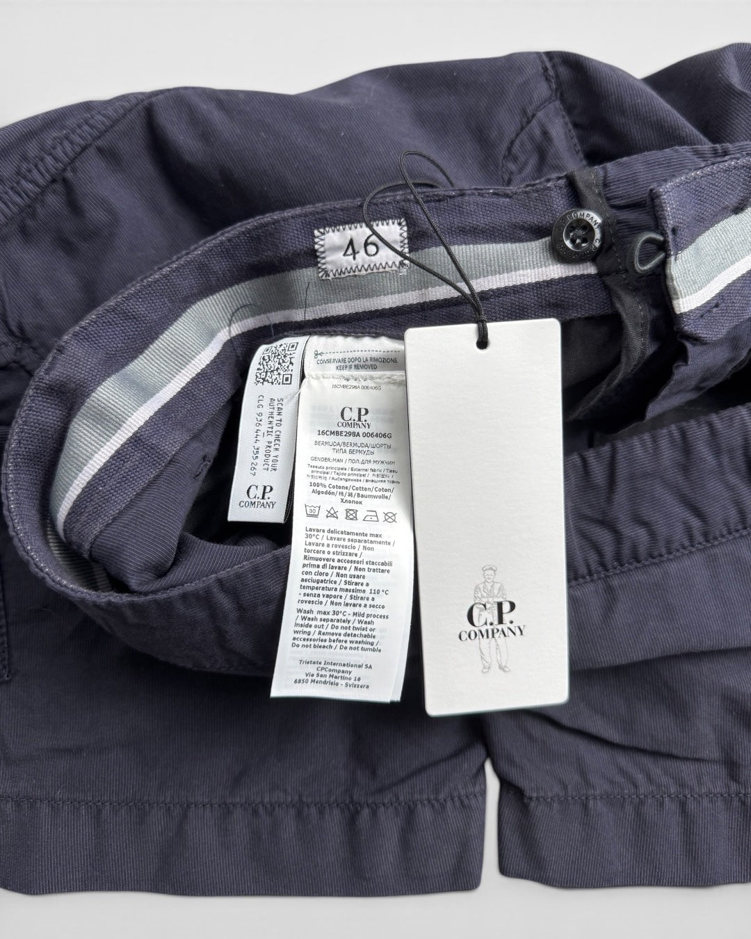 CP Company Blue Navy Cargo Shorts 100% Cotton (Small)