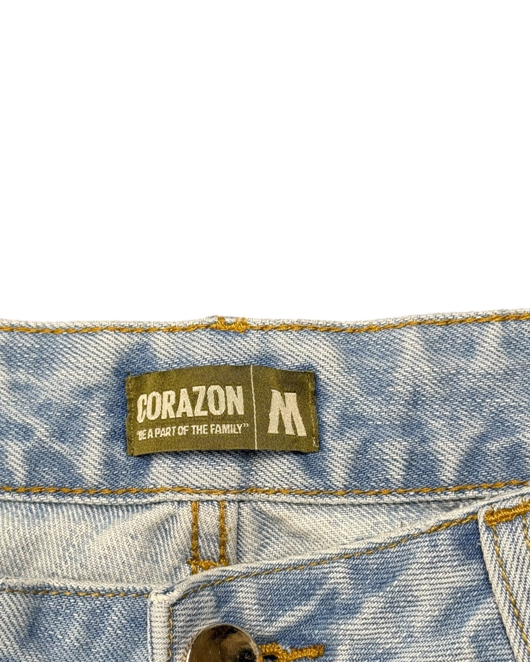 Corazon Oversized Baggy Denim Washed Blue Jeans (Medium)