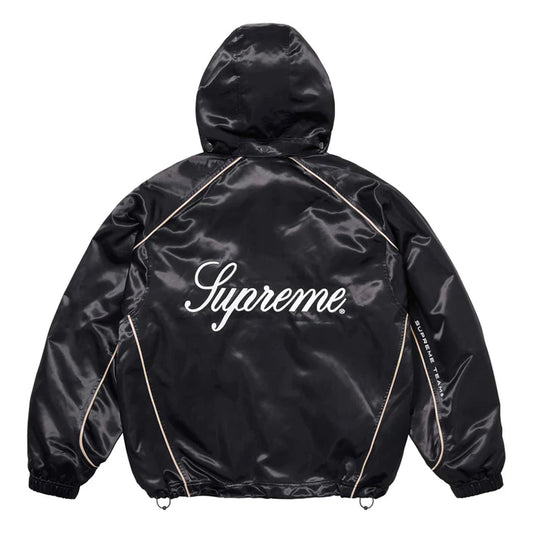 Supreme Satin Hooded Track Jacket Black (Medium)