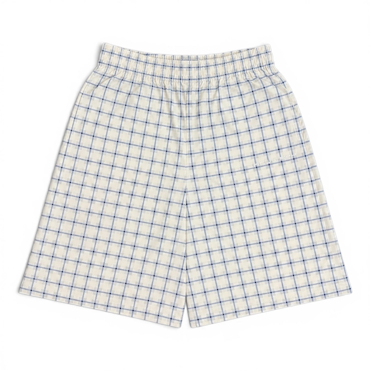 HCW Nylon Plaid White & Blue Shorts (Medium)