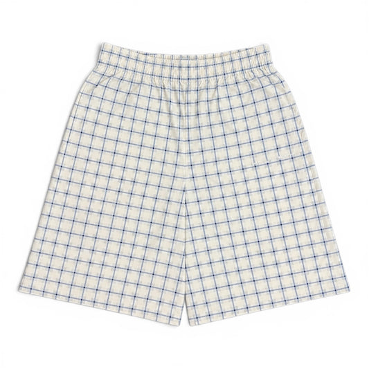 HCW Nylon Plaid White & Blue Shorts (Medium)