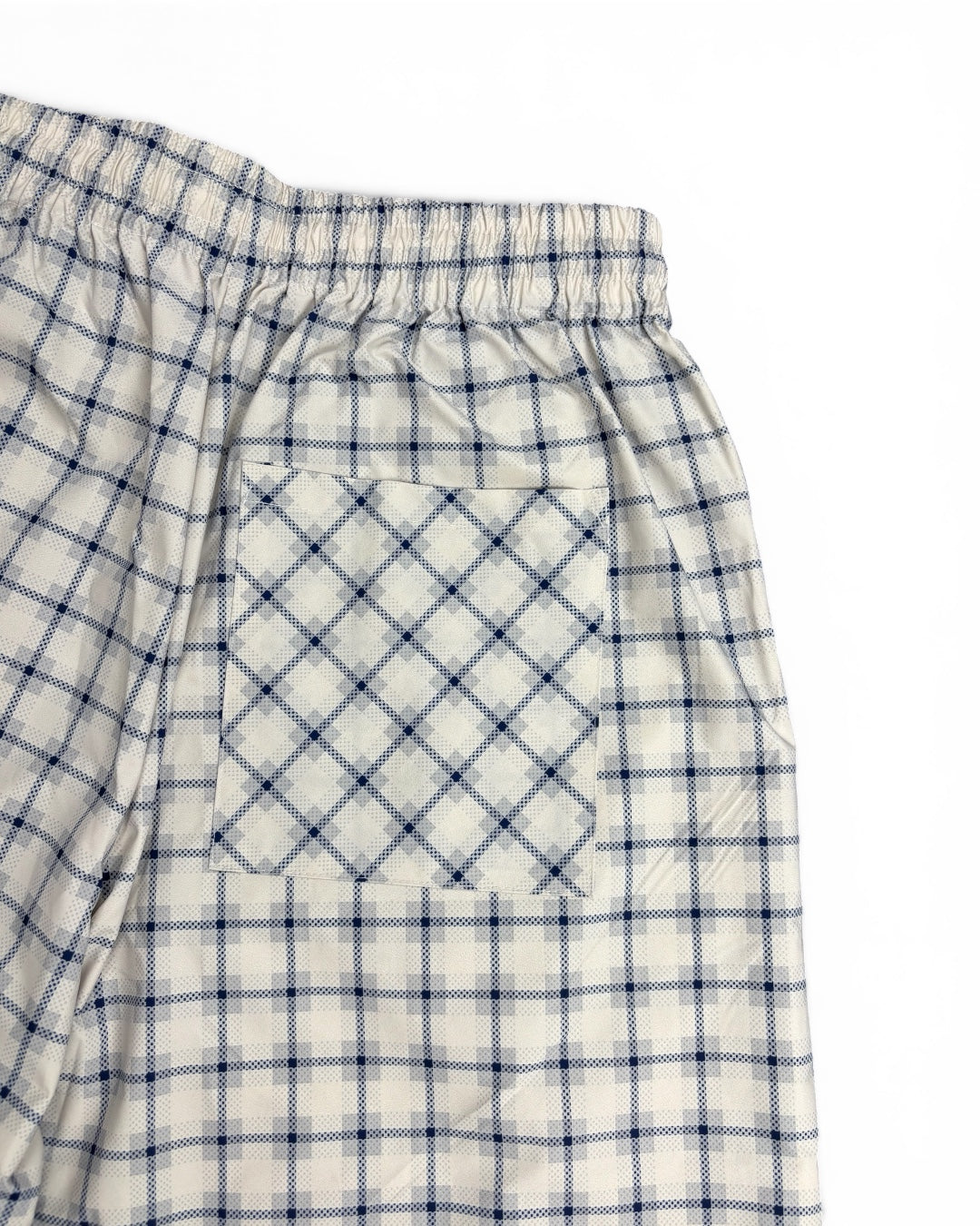 HCW Nylon Plaid White & Blue Shorts (Medium)