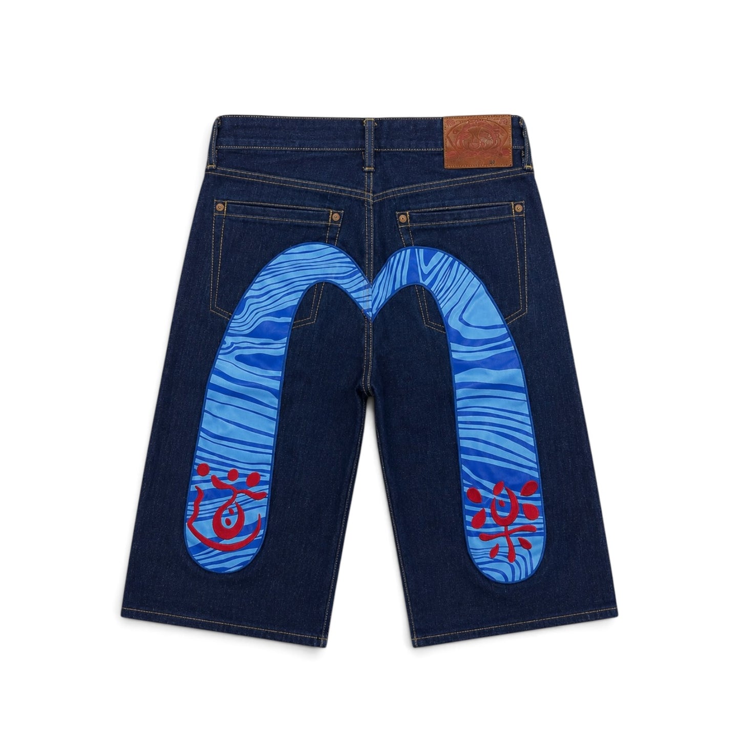 Evisu Daicock Blue Painted Shorts (S)