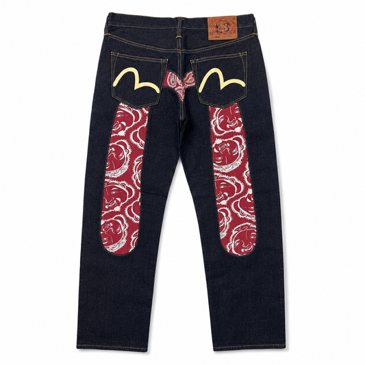Evisu Daicock Buddha Red Selvedge Denim Jeans (M)
