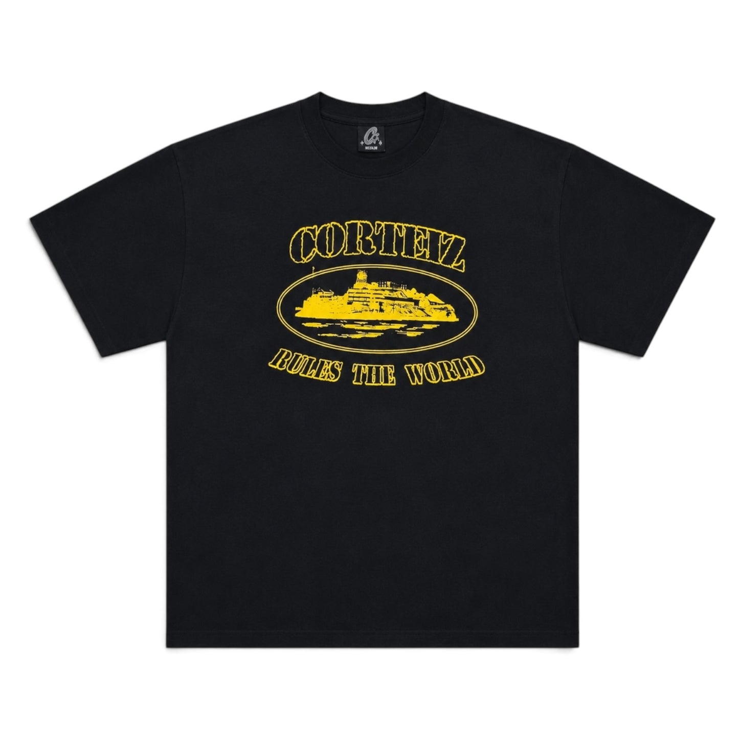 Corteiz OG Alcatraz Black/Yellow Tee (M)