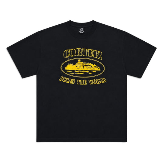 Corteiz OG Alcatraz Black/Yellow Tee (M)