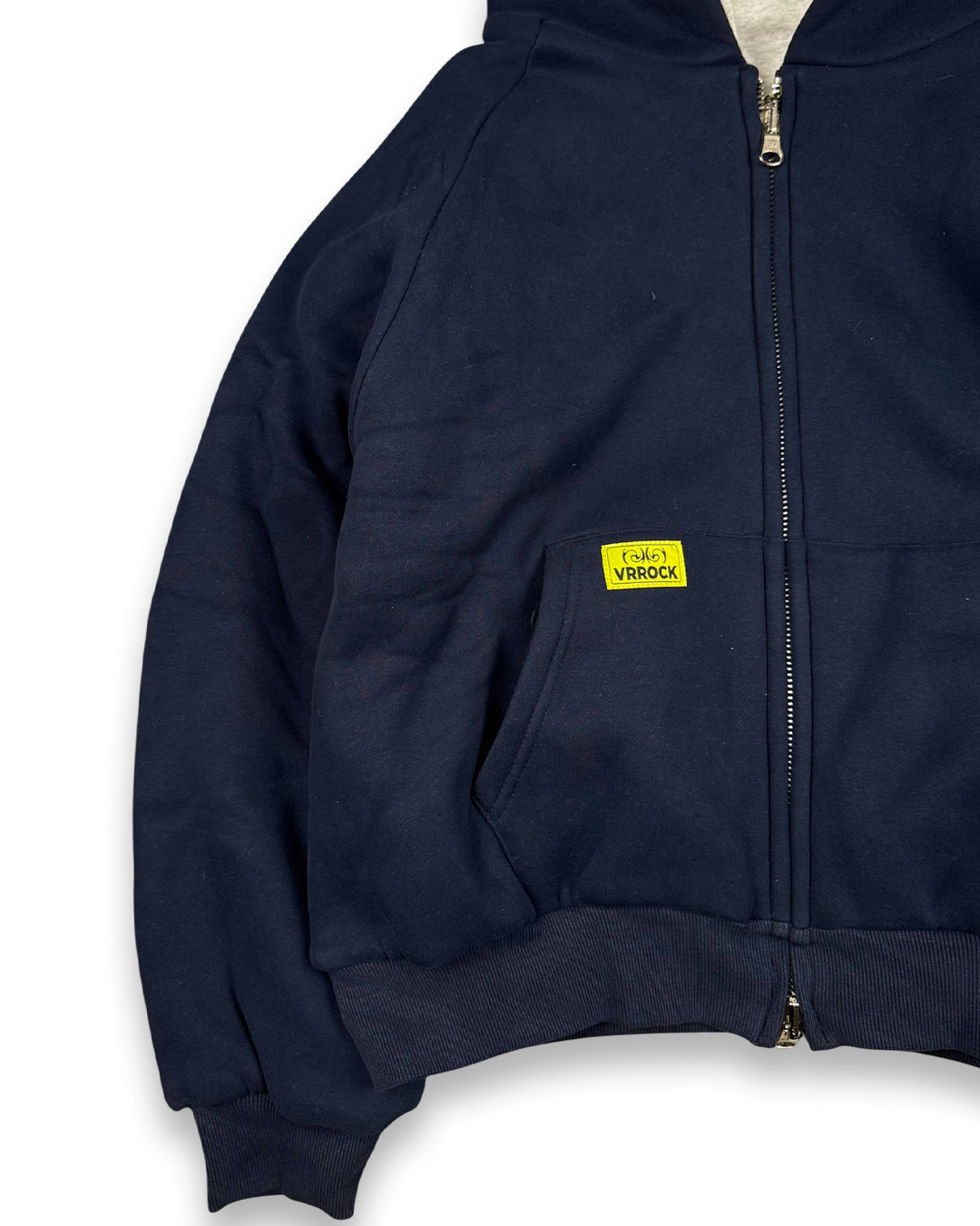 Hoodie Double-Faced Grey / Blue Navy (Medium)