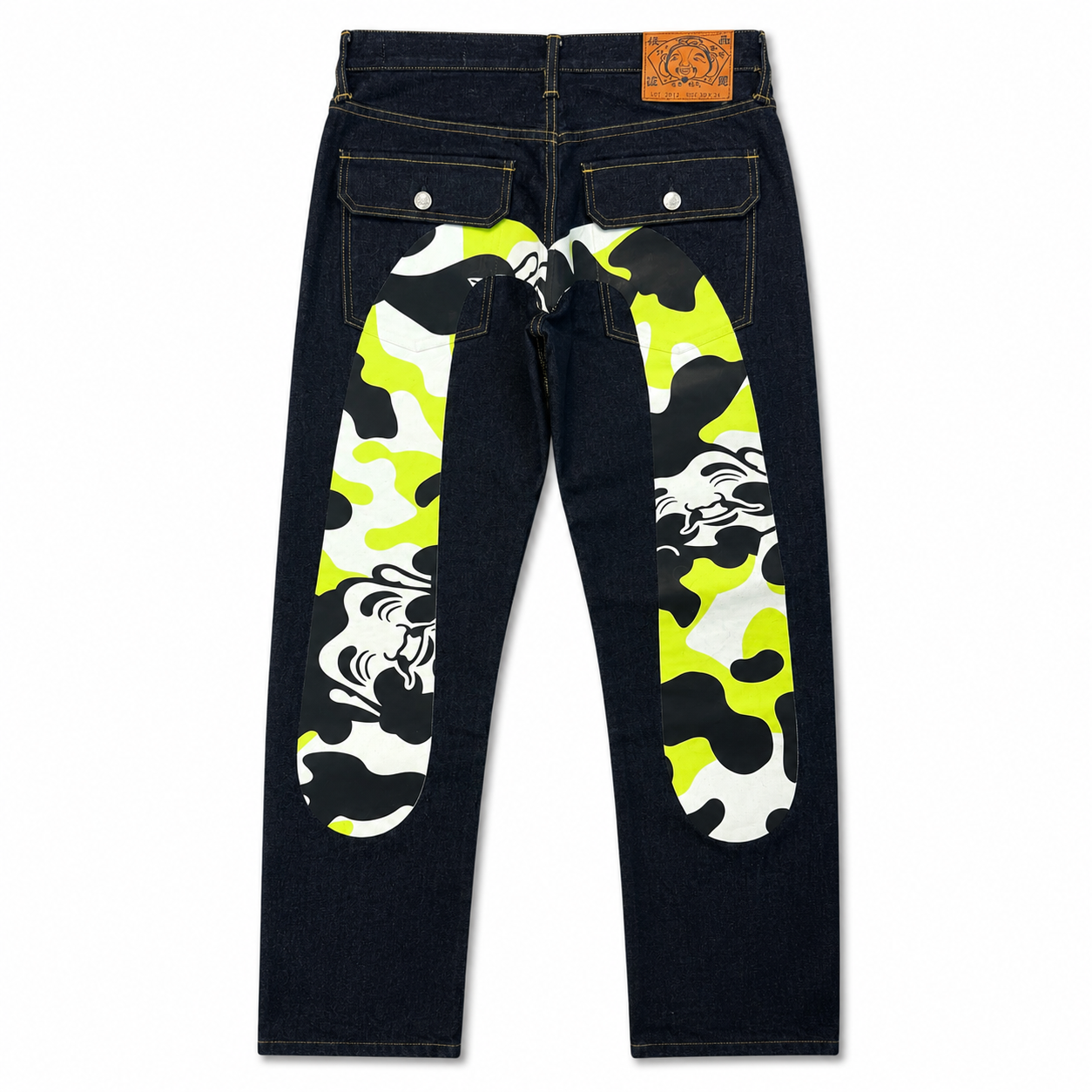 Evisu Daicock Buddha Yellow Selvedge Denim Jeans (S)
