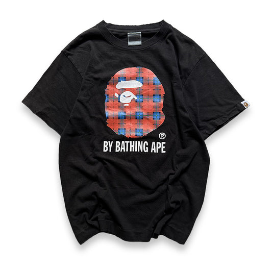 BAPE T-Shirt Big Tartan Head Logo Vintage (Medium)