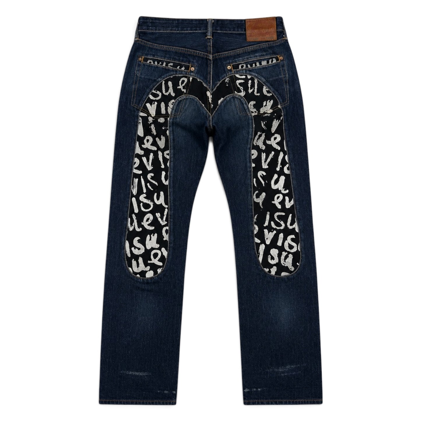 Evisu Japan Daicock Black & White Denim Jeans (M)