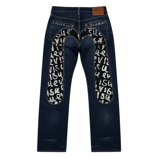 Evisu Japan Daicock Black & White Denim Jeans (M)