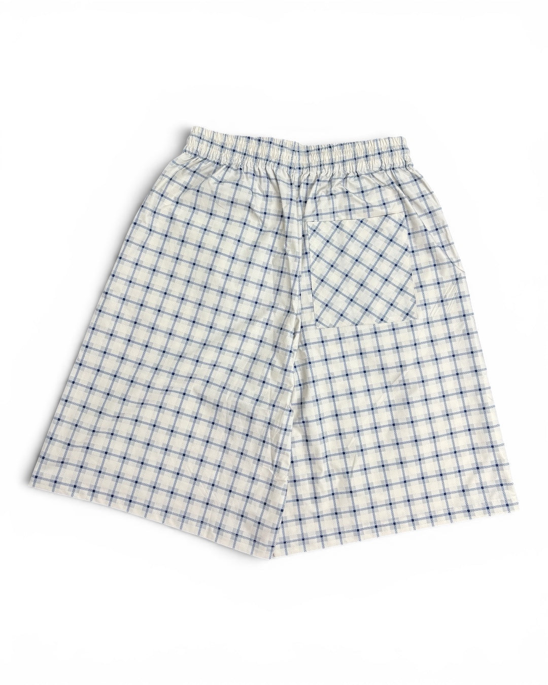 HCW Nylon Plaid White & Blue Shorts (Medium)