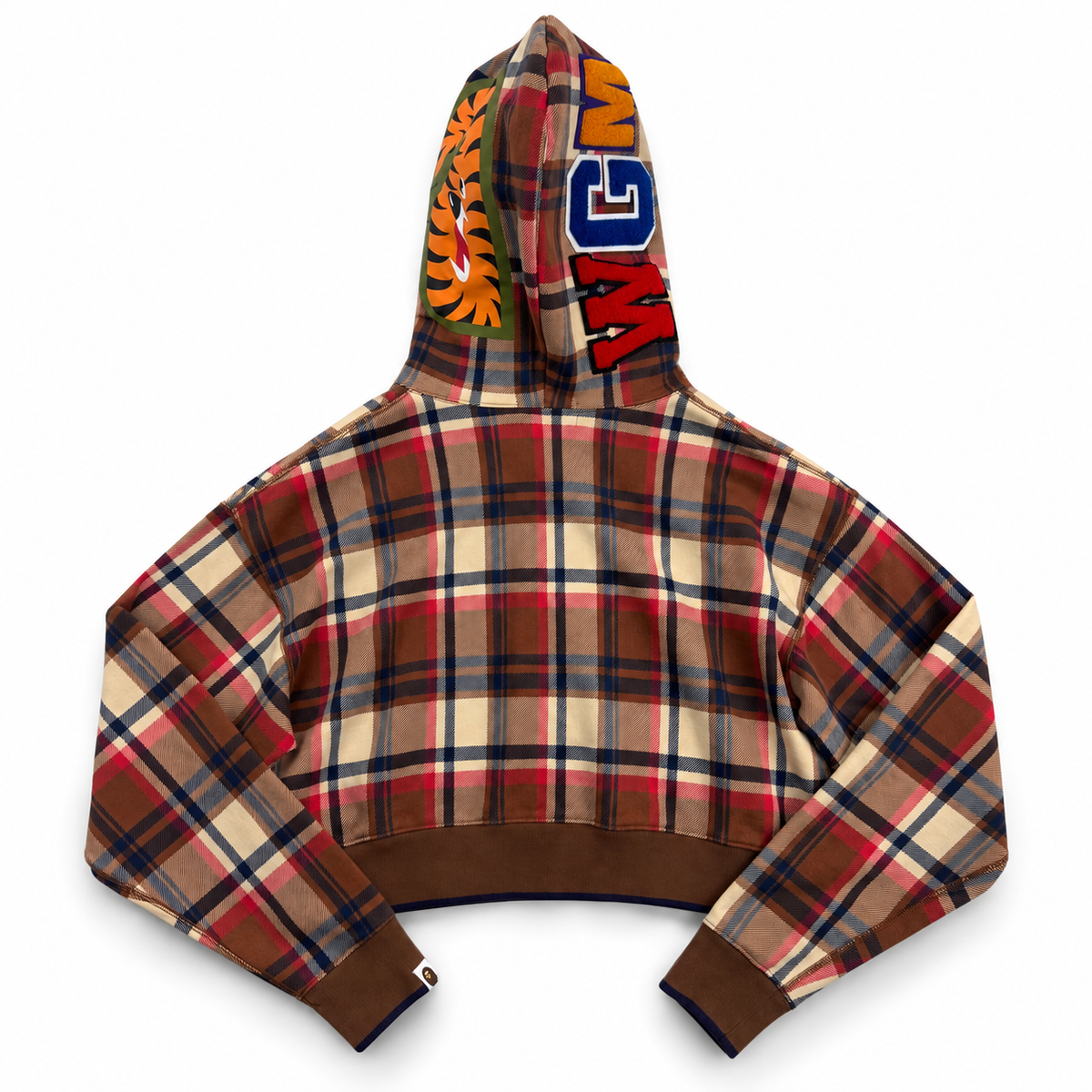 BAPE Plaid Red Cropped Woman Zip Hoodie (M)