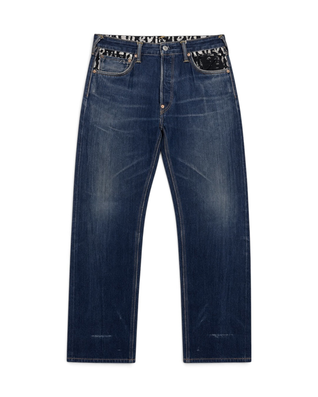 Evisu Japan Daicock Black & White Denim Jeans (M)