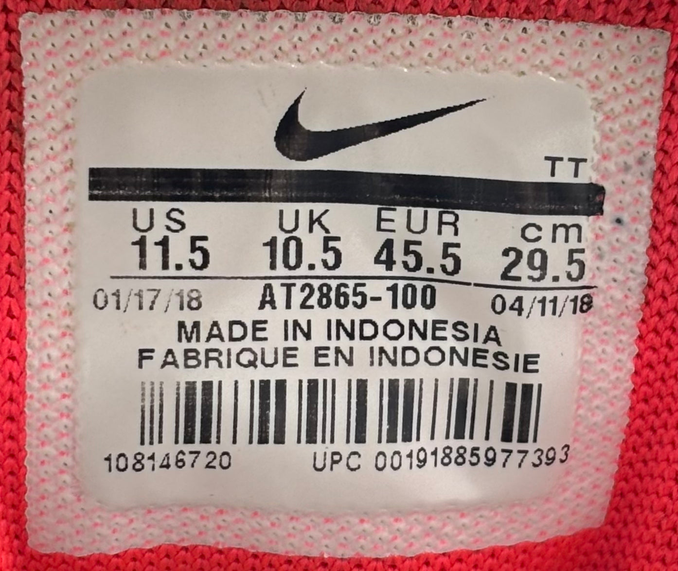 Nike Air Max 95 OG Solar Red 2018 (45.5 EU / 10.5 UK)