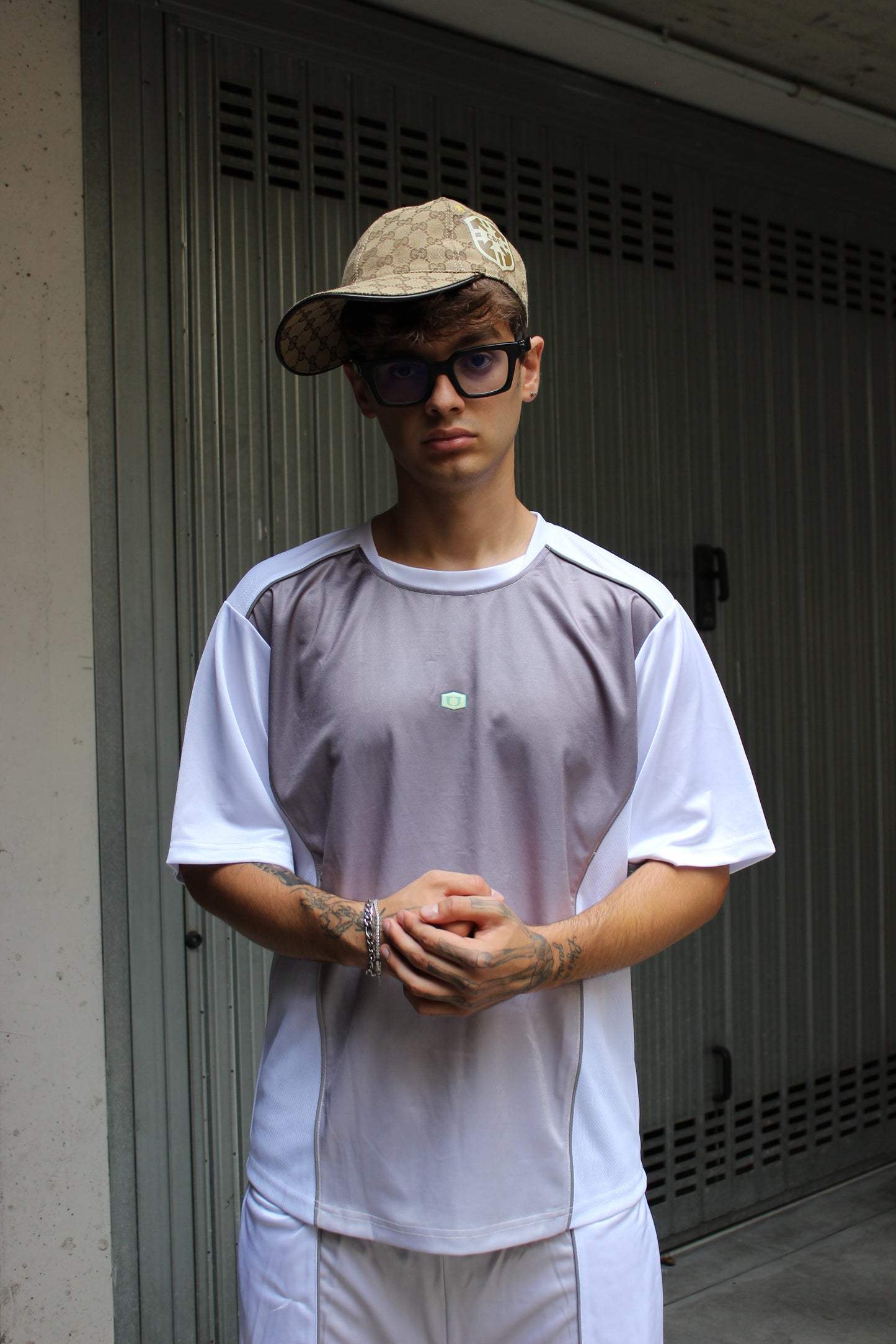 One Block Down White & Silver T-shirt (S)