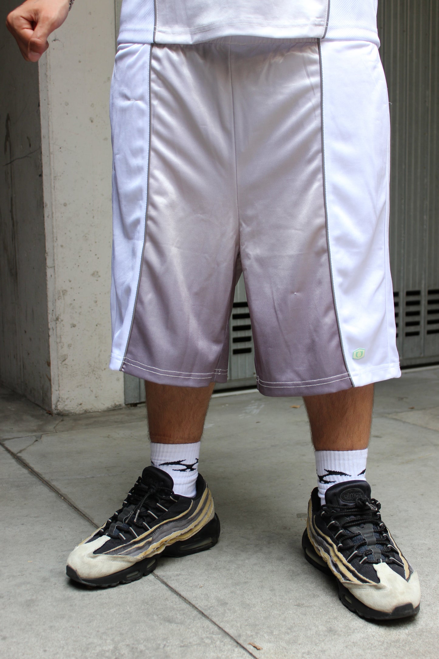 One Block Down White & Silver Shorts (S)