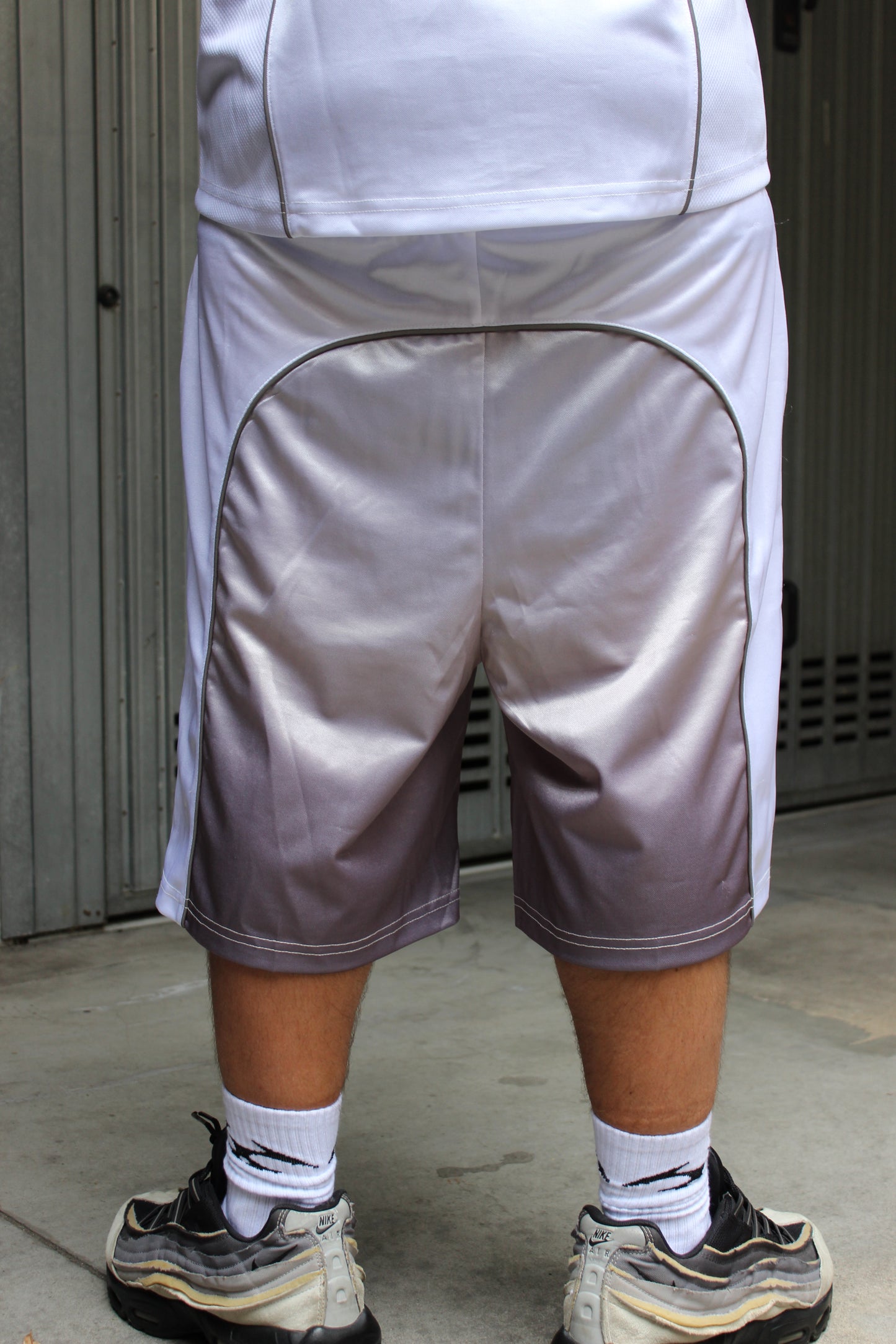 One Block Down White & Silver Shorts (S)