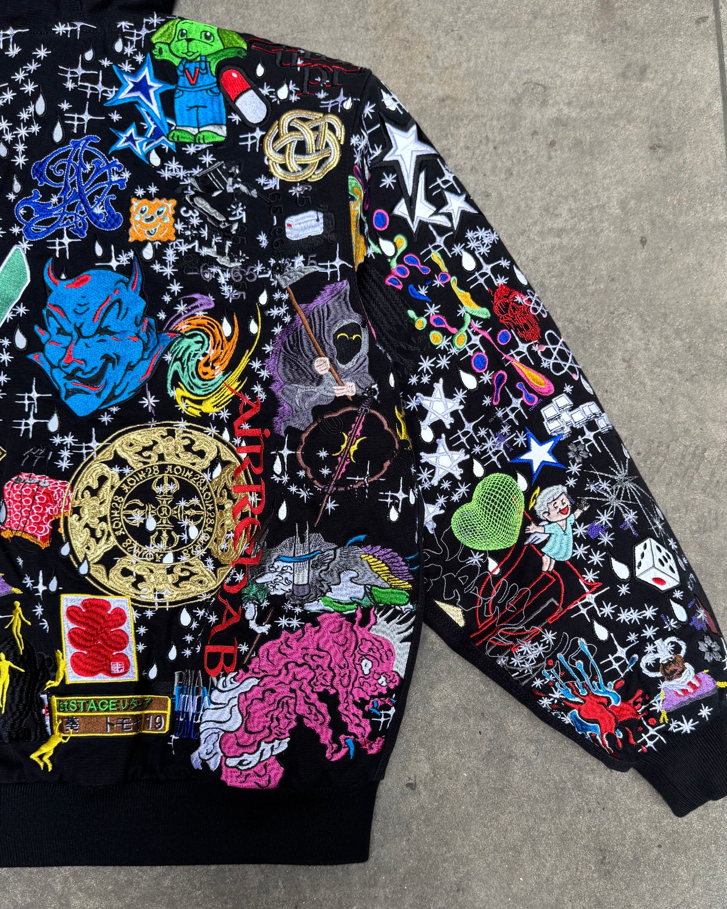 Supreme AOI Embroidered Hooded Work Jacket Black (Medium)