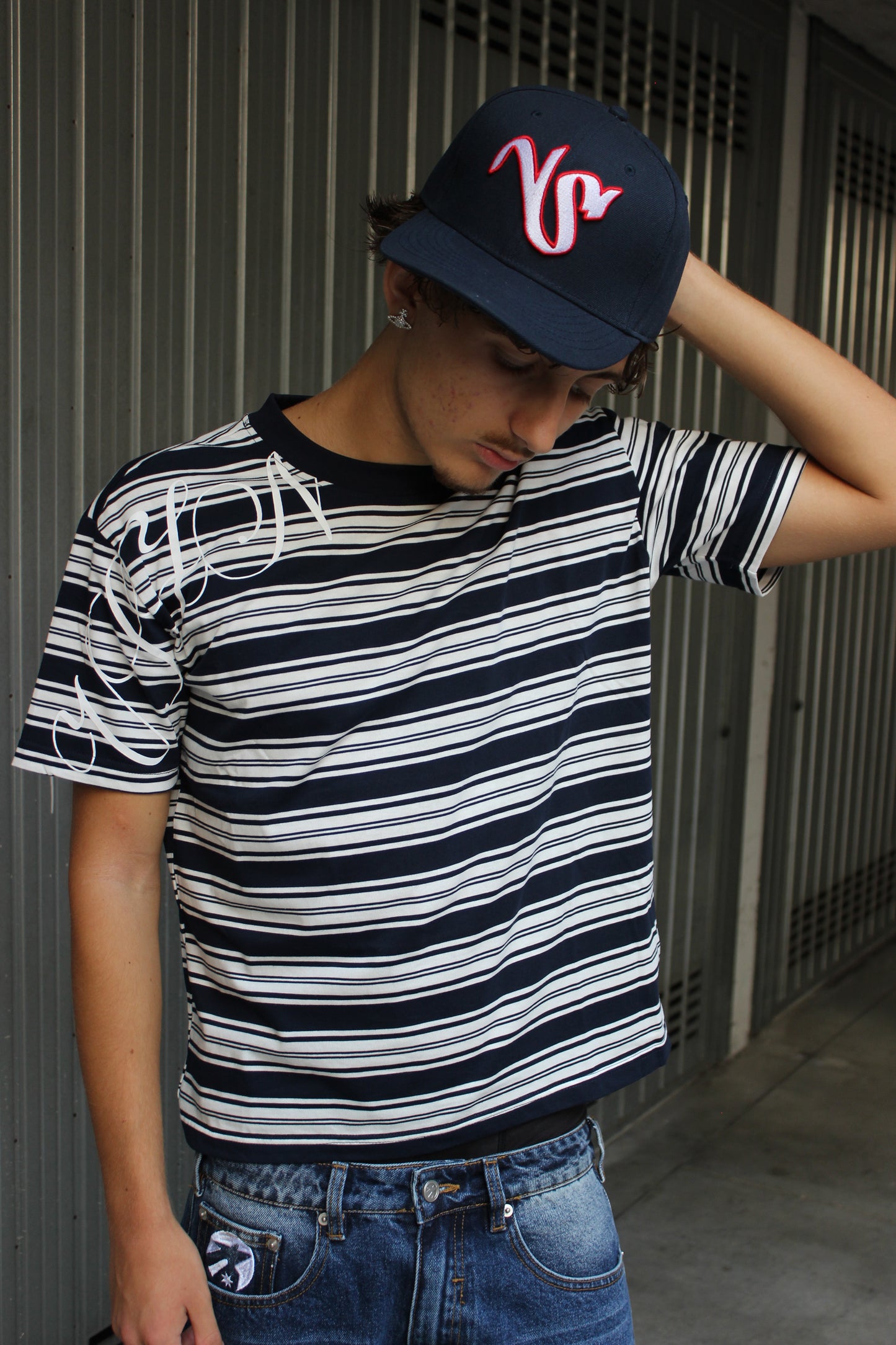 VSZN Blue Navy & White Striped T-shirt (S)