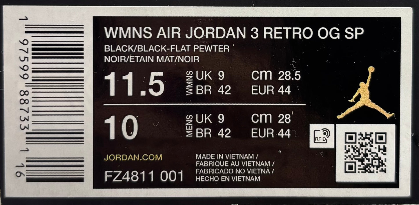Jordan 3 A Ma Manière "While You Were Sleeping" (44 EU / 9 UK)