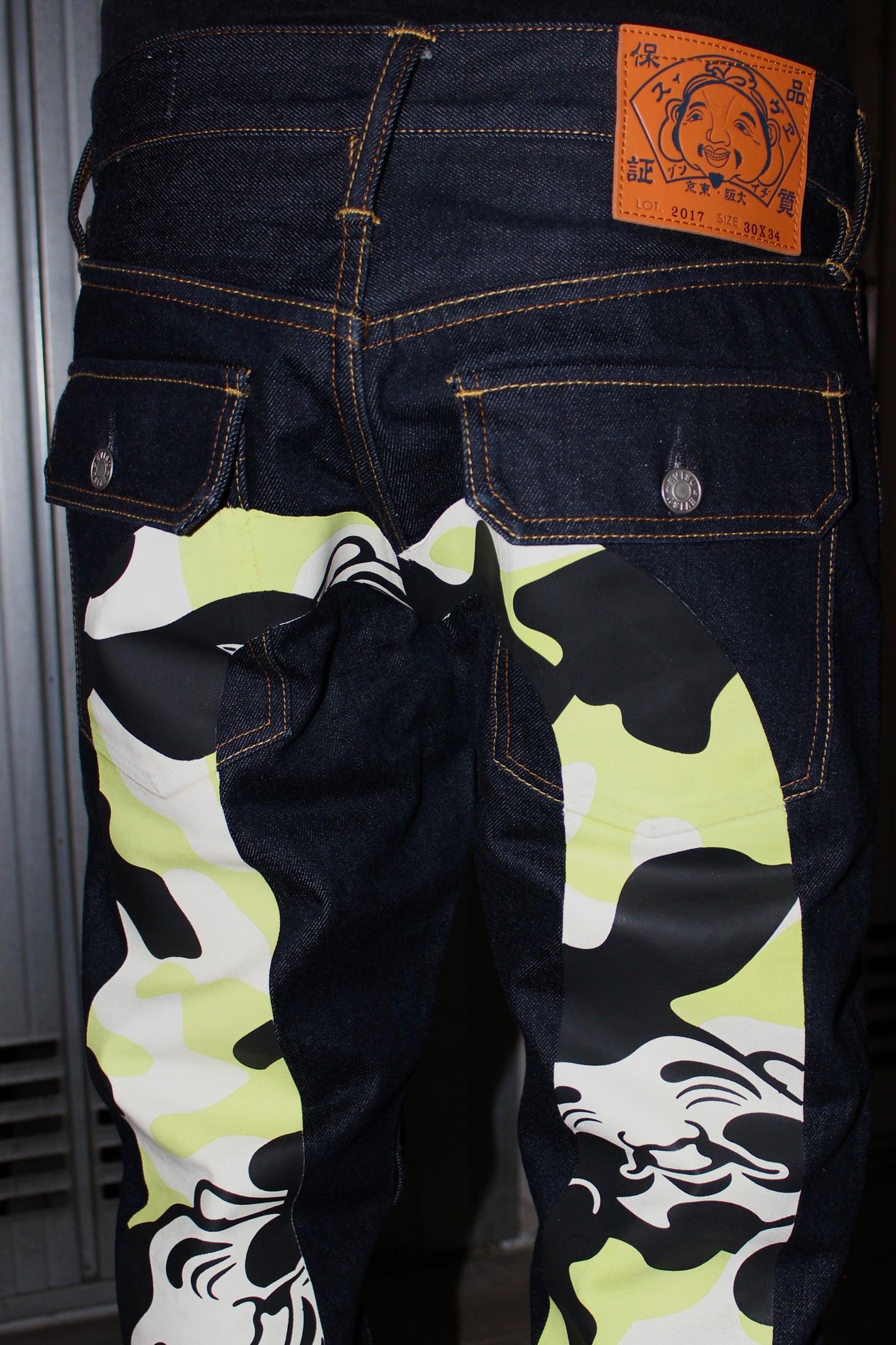 Evisu Daicock Buddha Yellow Selvedge Denim Jeans (S)