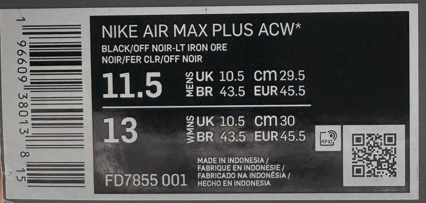 Nike Air Max Plus TN A Cold Wall Black (45.5 EU / 10.5 UK)