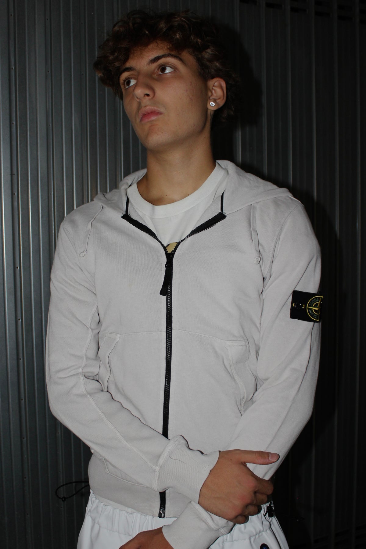 Stone Island White Zip Hoodie (S)
