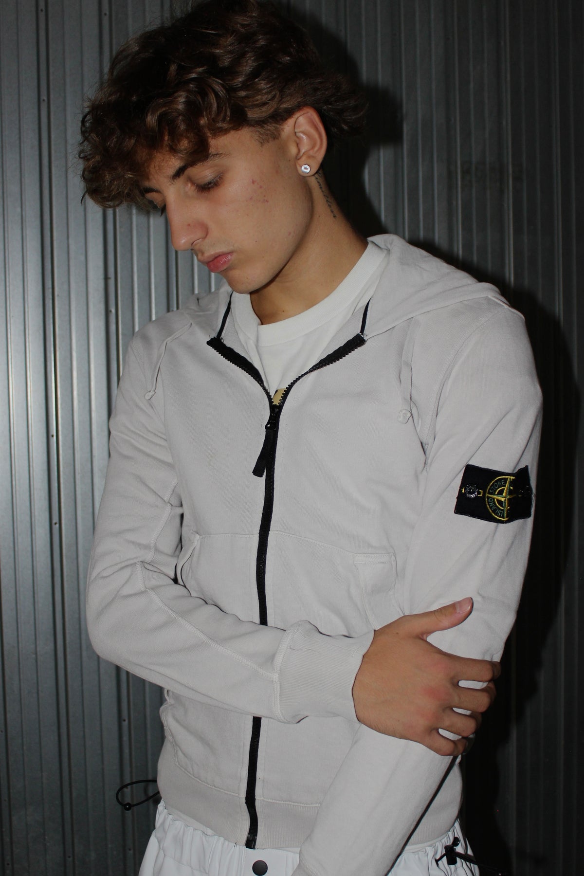Stone Island White Zip Hoodie (S)