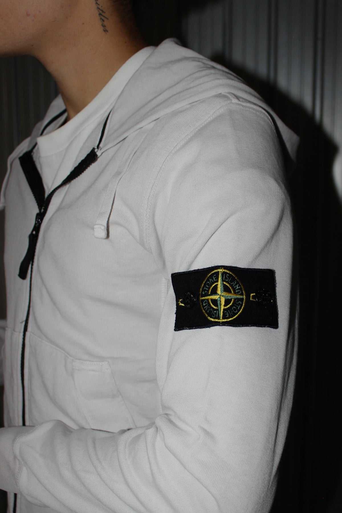 Stone Island White Zip Hoodie (S)