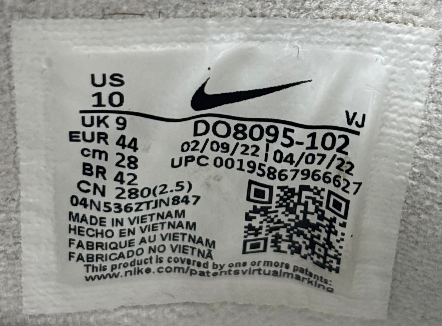Nike Sunder Comme des Garcons White (44 EU / 9 UK)