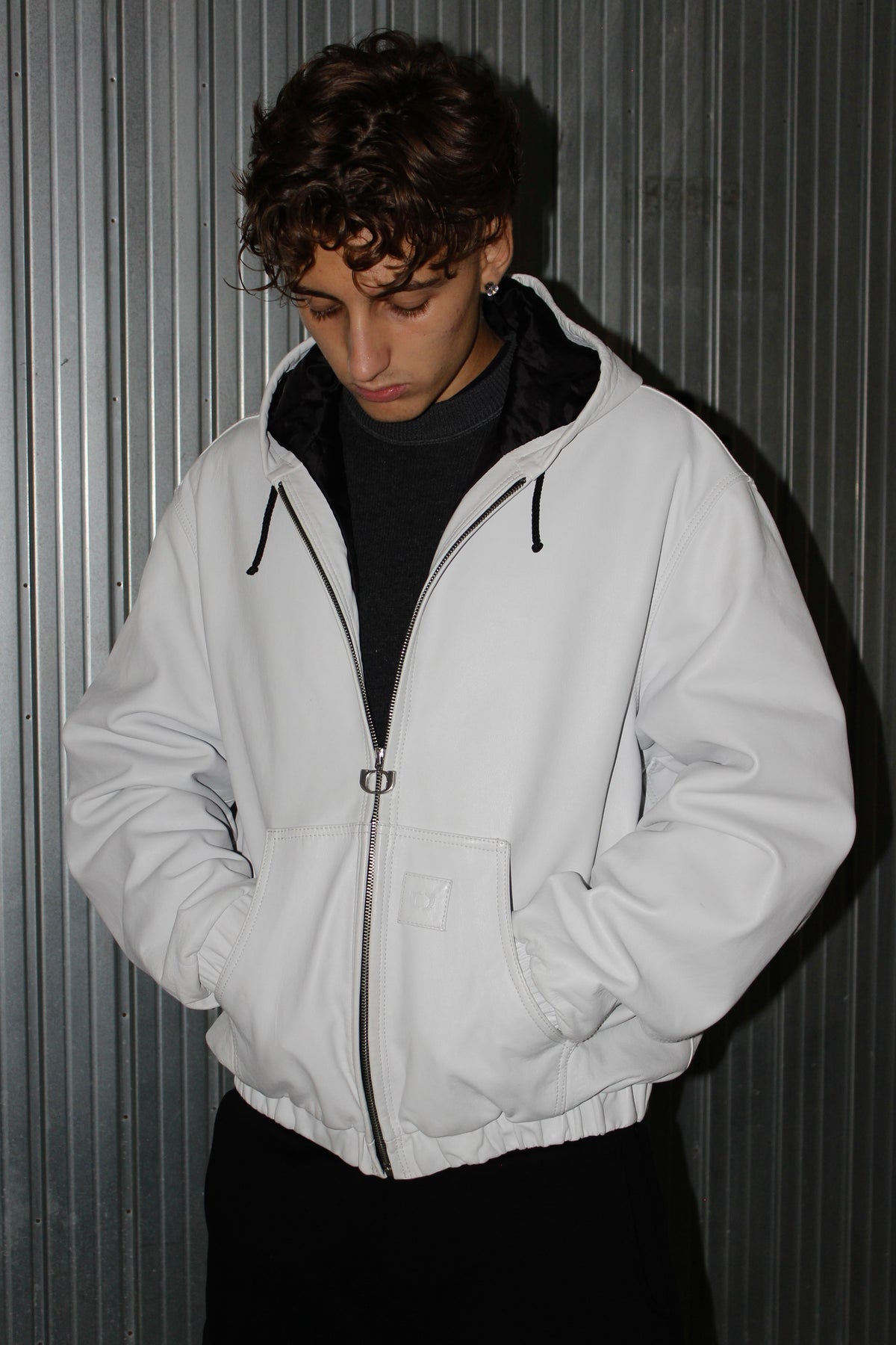 One Block Down Leather White Active Jacket (L)
