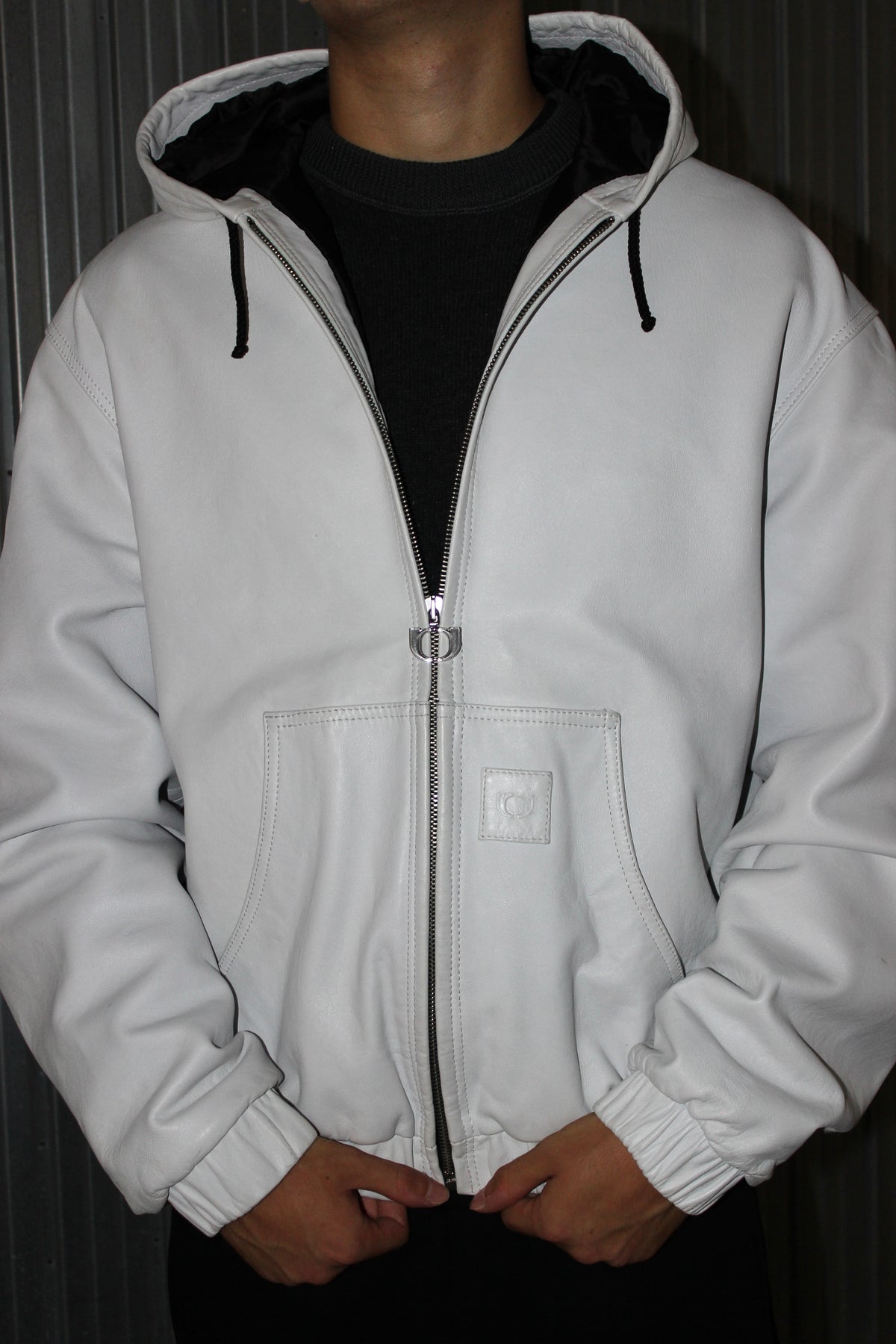 One Block Down Leather White Active Jacket (L)