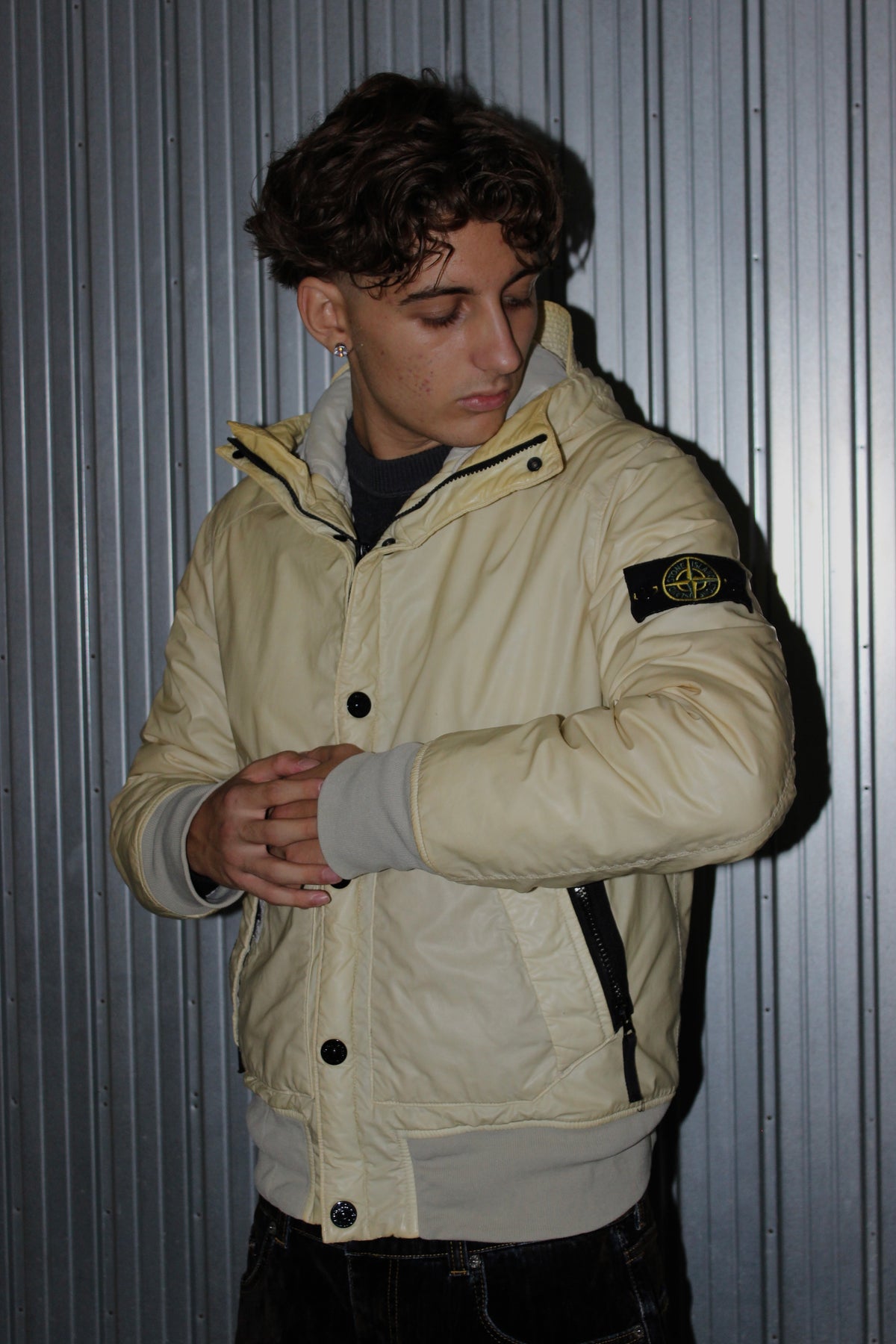 Stone Island Mussola Gommata Cream Jacket (M)